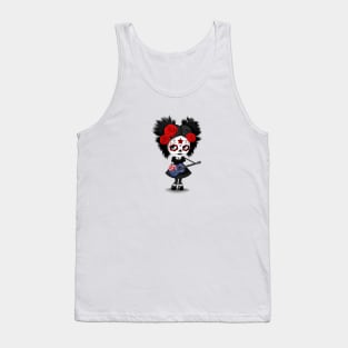 Sugar Skull Girl Playing New Zealand Flag Guitar Tank Top